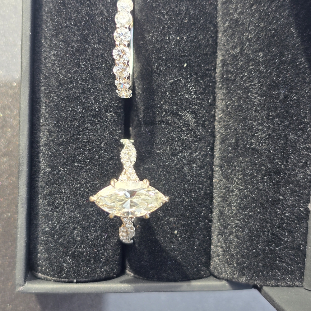 Over 2 Ct Lab Created Diamond Engagement Ring & 1 + Ct Matching Band 14k WG